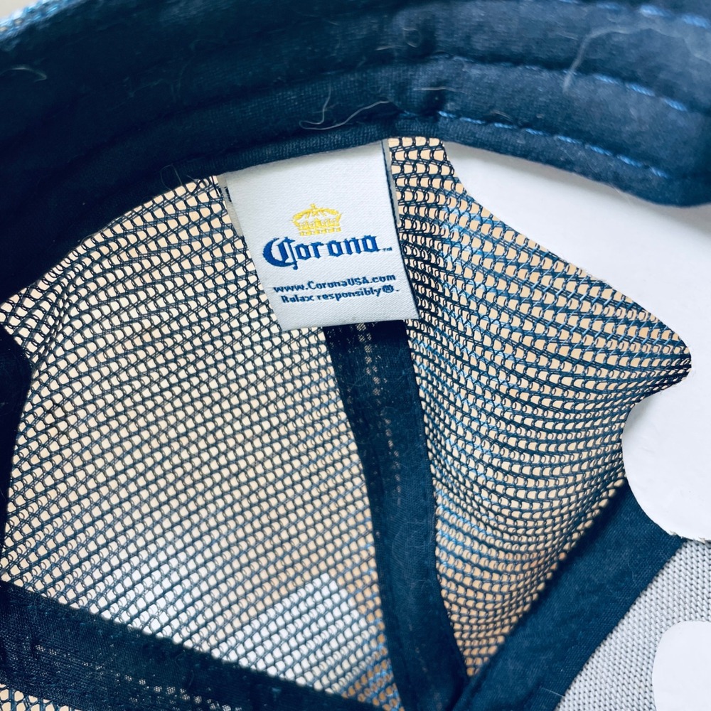 Corona Extra Straw Trucker Hat Navy Mesh Snapback with Built-in Bottle Opener - Picture 10 of 10